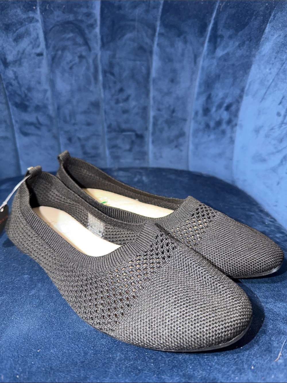 Danskin Luxe Women's Black Knit Slip-On Flats w/ Memory Foam Size 8 NWT